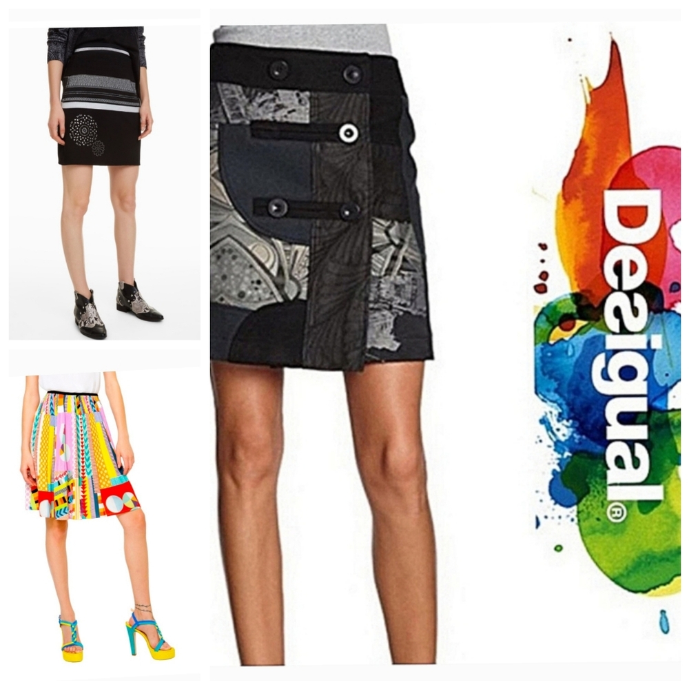 🦄NWT DESIGUAL black plaid skirt